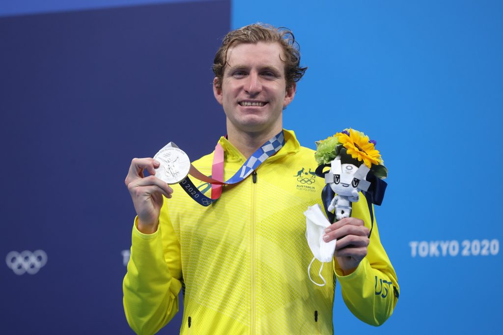 Jack Mcloughlin with Sliver Medal, bouquet and doll from Tokyo 2020 Olympic Games