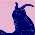 Blind velvet worm illustration on pink background